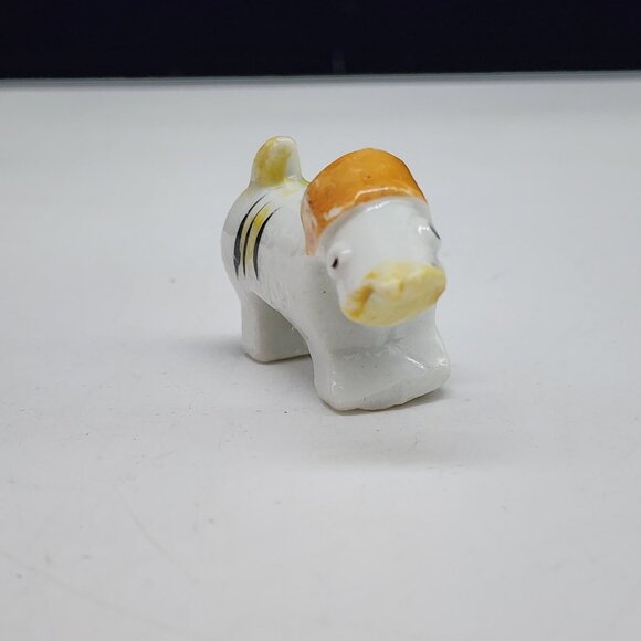 1950s Ceramic Fox Terrier Dog Figurine With Floral Design Orange Hat Japan - Picture 3 of 9